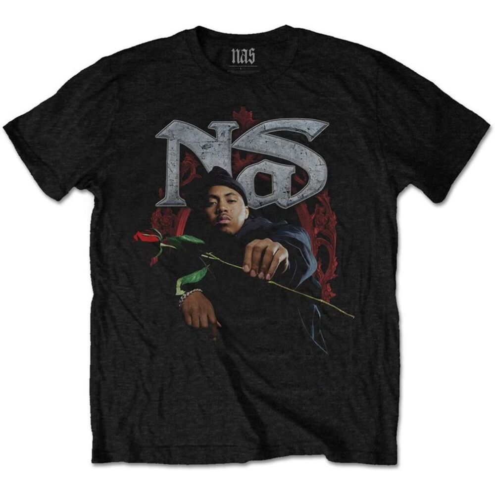 Nas Unisex Adult Red Rose T-Shirt / Black